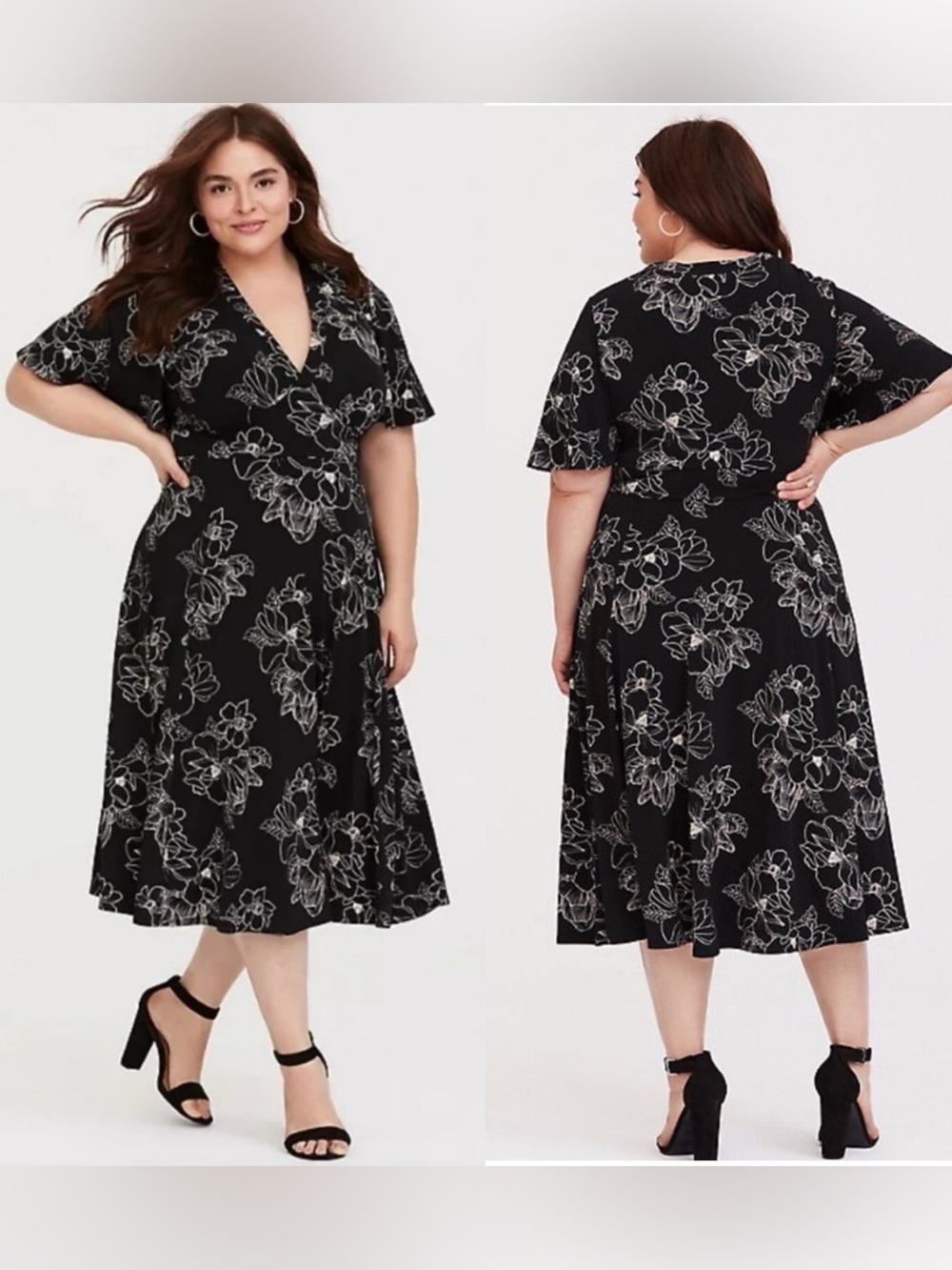 Torrid BLACK FLORAL JERSEY KNIT MIDI DRESS Sz 3X - Picture 12 of 12